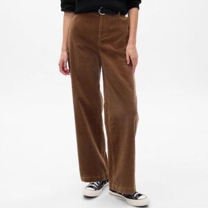 Gap Women’s Wide Leg Loose Corduroy Sable Brown Pants Size 6 Petite
